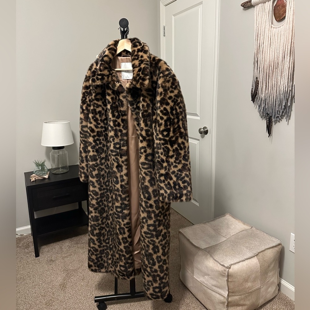 Abercrombie and Fitch Faux Fur Leopard Print Coat